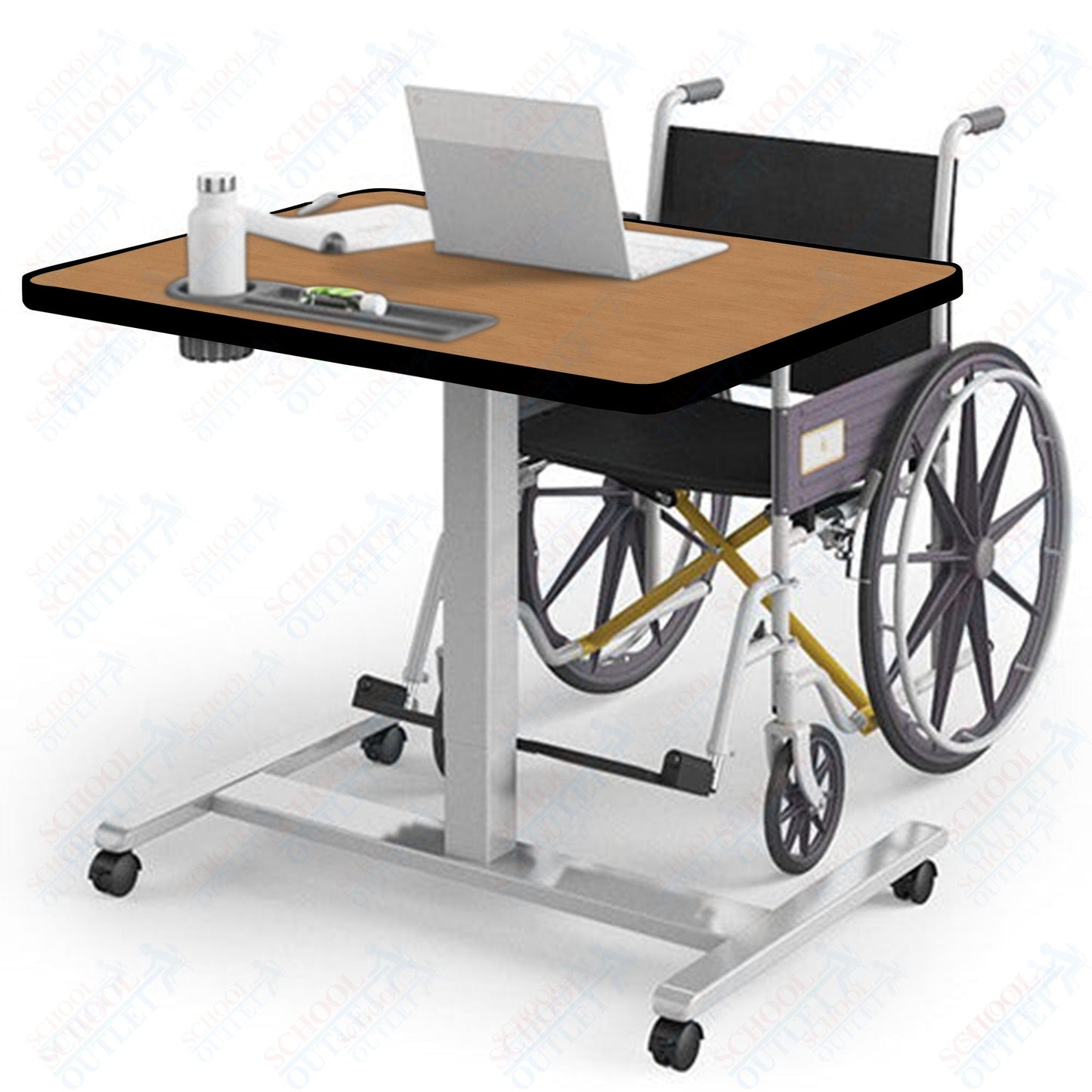 Haskell Education Fuzion ADA Adjustable Height Student Desk with Grommet - 30"D x 36"W x 28.25 - 42"H (FZPN9G.3036.PL) - SchoolOutlet