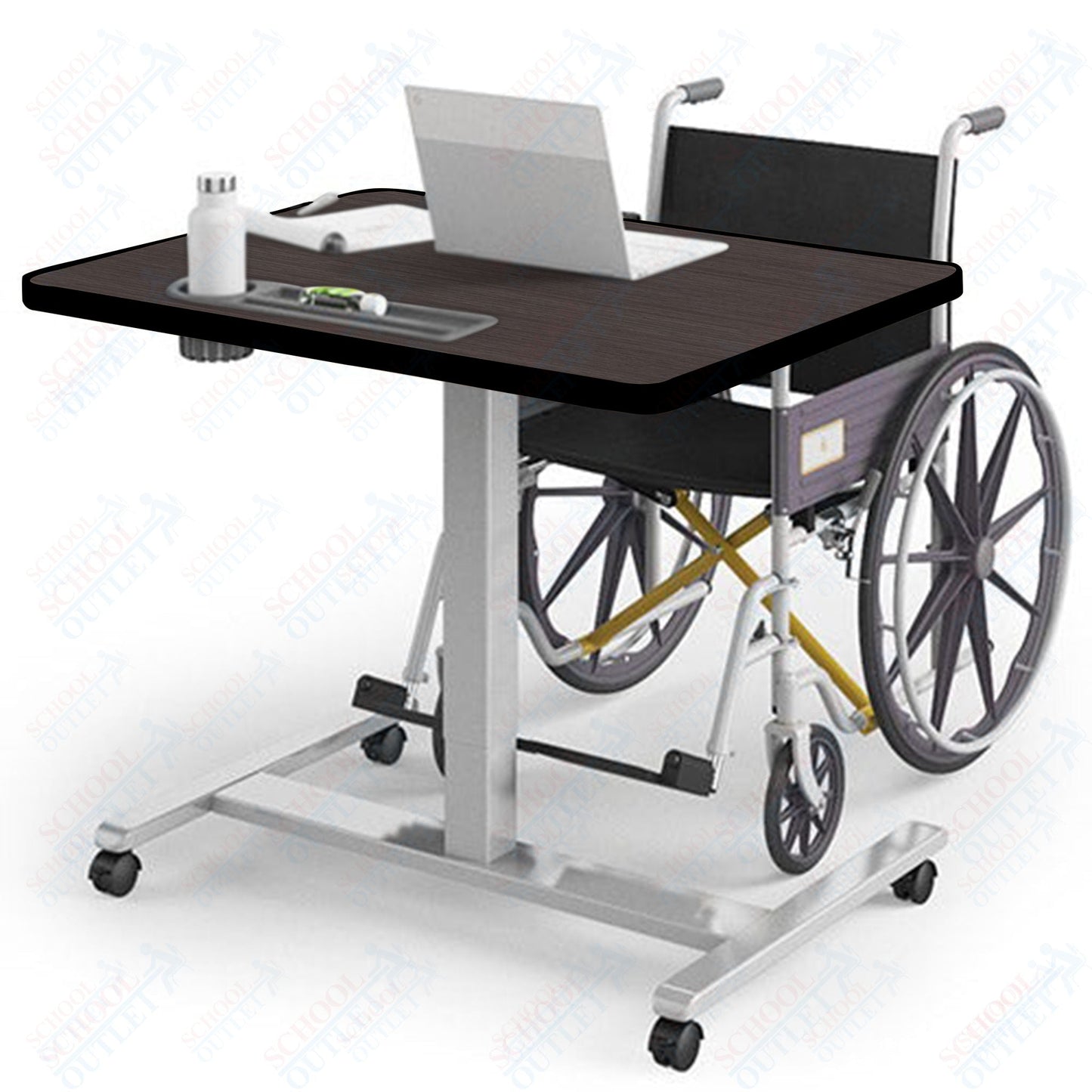Haskell Education Fuzion ADA Adjustable Height Student Desk with Grommet - 30"D x 36"W x 28.25 - 42"H (FZPN9G.3036.PL) - SchoolOutlet