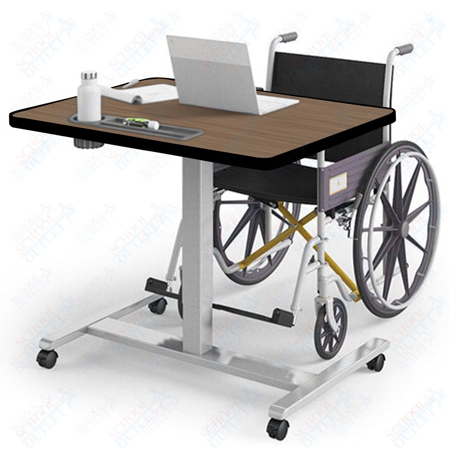 Haskell Education Fuzion ADA Adjustable Height Student Desk with Grommet - 30"D x 36"W x 28.25 - 42"H (FZPN9G.3036.PL) - SchoolOutlet