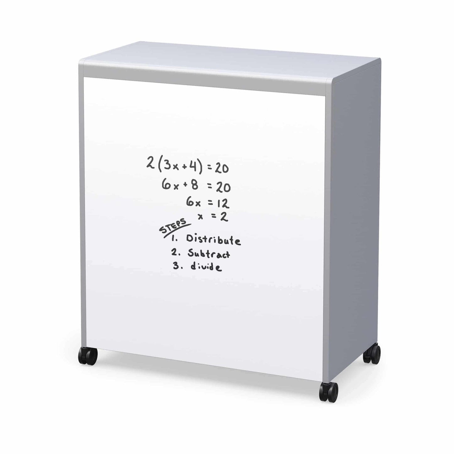 Haskell Education Voyage Series Short Storage Cart with 2 Adjustable Shelves & Whiteboard Backing 36"W x 19"D x 42.5"H (MBC.3642.P2) - SchoolOutlet