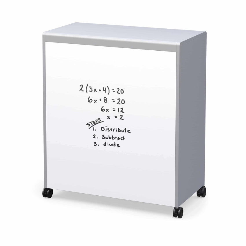 Haskell Education Voyage Series Short Storage Cart with 2 Adjustable Shelves & Whiteboard Backing 36"W x 19"D x 42.5"H (MBC.3642.P2) - SchoolOutlet