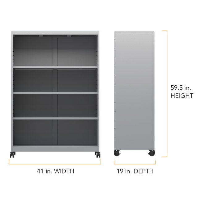 Haskell Education Voyage Series Mobile Storage Cabinet, 3 Adjustable Shelves with Whiteboard Backing - 41"W x 19"D x 59.5"H (MBC.4159.P2) - SchoolOutlet