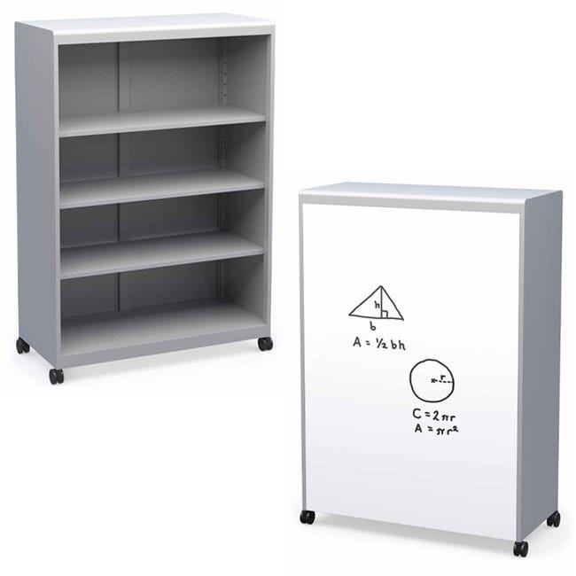 Haskell Education Voyage Series Mobile Storage Cabinet, 3 Adjustable Shelves with Whiteboard Backing - 41"W x 19"D x 59.5"H (MBC.4159.P2) - SchoolOutlet