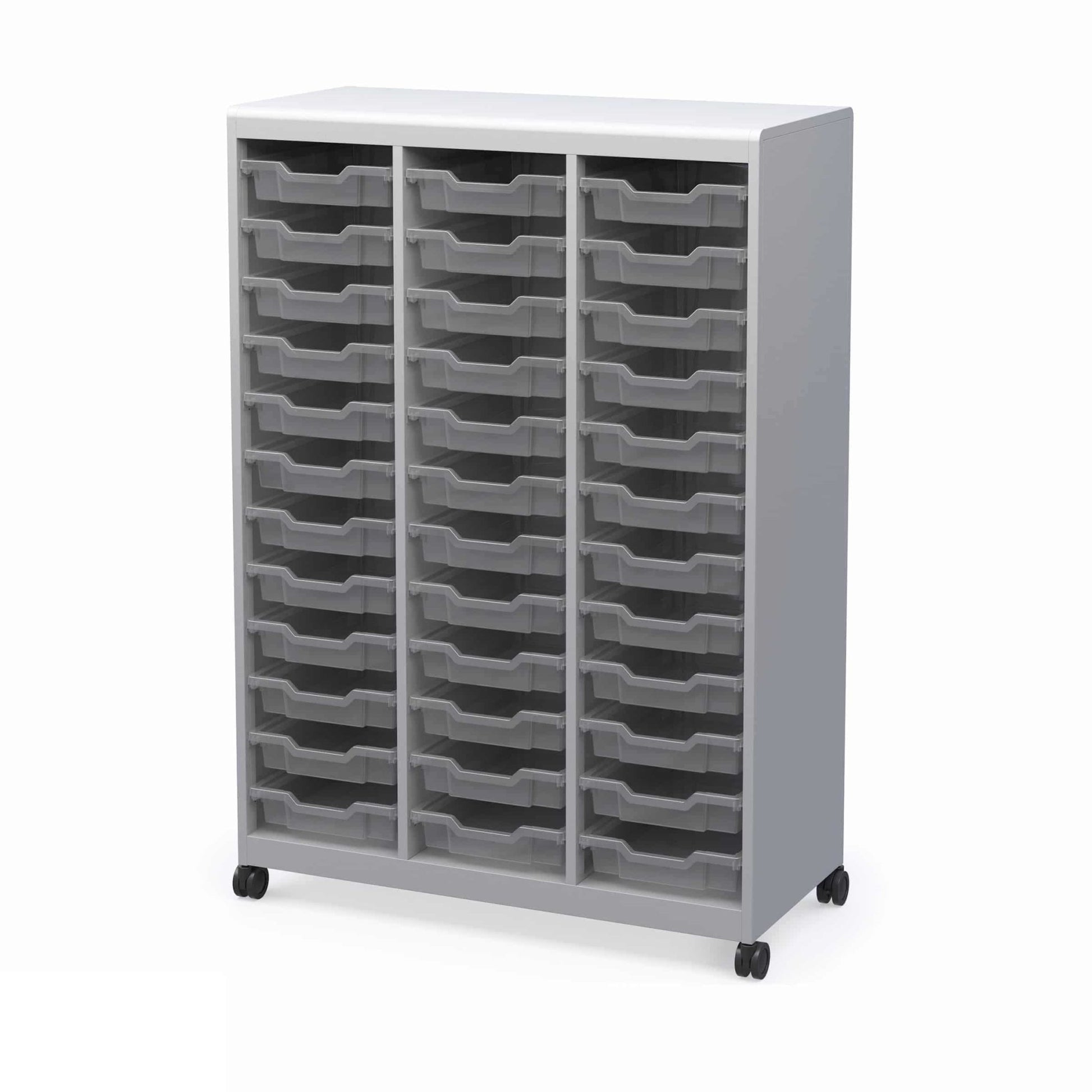 Haskell Education Voyage Series Mobile Storage Cabinet with 36 Bins & Whiteboard Backing - 41"W x 19"D x 59.5"H (MBSA12.4159.P2) - SchoolOutlet