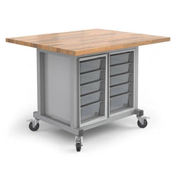 Haskell Education Explorer Series Maker Table with Butcher Block Top, Double Bin Storage Module - 48"W x 42"D x 36.5"H (HAS-MK1BB.4248)