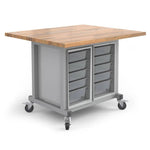 Haskell Education Explorer Series Maker Table with Butcher Block Top, Double Bin Storage Module - 48
