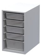 Haskell Education Explorer Maker Table with Butcher Block Top, 5 Bin Storage Modules and Power Unit - 36.5"H x 84"W x 42"D (MK1EBBBBN.4284) - SchoolOutlet