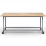 Haskell Education Maker Table with Butcher Block Top, Locking Caster - 36.5