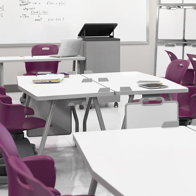 Haskell Education Echo Series 24" Deep Chevron Training Table with Adjustable Standing Height 60"W x 24"D x 28" - 41"H (HAS - SH3ECH04.2460.PL) - SchoolOutlet
