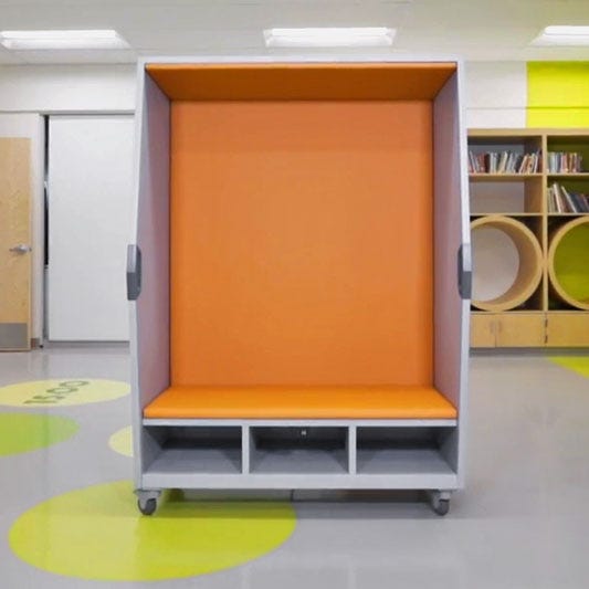 Haskell Education Explorer Series Think Nook, Fabric Seat, Back & Ceiling, Cubby Storage, Magnetic White Board Backing - 47"W x 66"H x 26.5"D (THKNK01) - SchoolOutlet