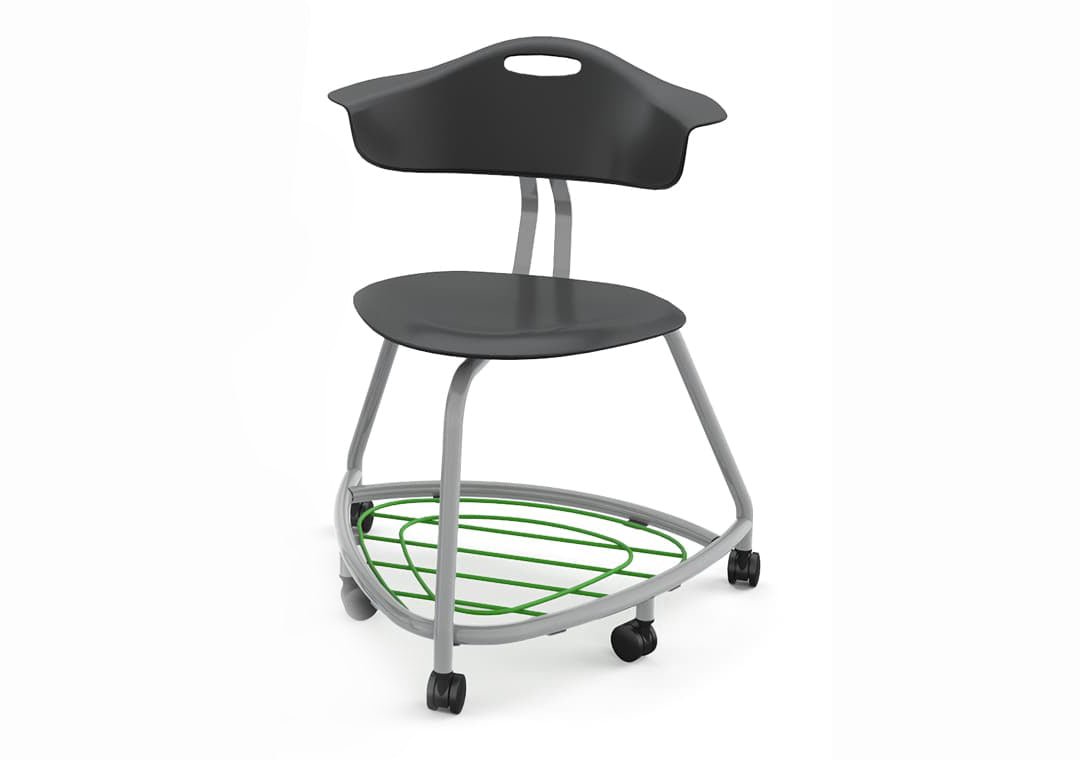 Haskell Education 360 Chair Platinum frame with Back & Bookbag Rack 18"H (TS1X1.18PL) - SchoolOutlet