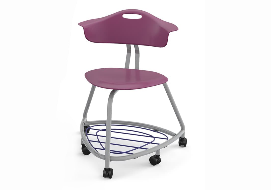 Haskell Education 360 Chair Platinum frame with Back & Bookbag Rack 18"H (TS1X1.18PL) - SchoolOutlet