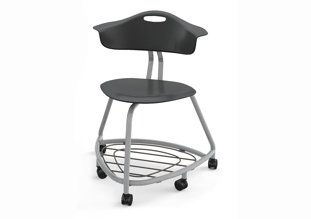 Haskell Education 360 Series Platinum frame Chair with Back and Bookbag Rack 24"H (TS4X1.24PL) - SchoolOutlet
