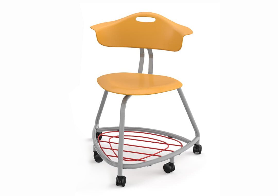 Haskell Education 360 Series Platinum frame Chair with Back and Bookbag Rack 24"H (TS4X1.24PL) - SchoolOutlet