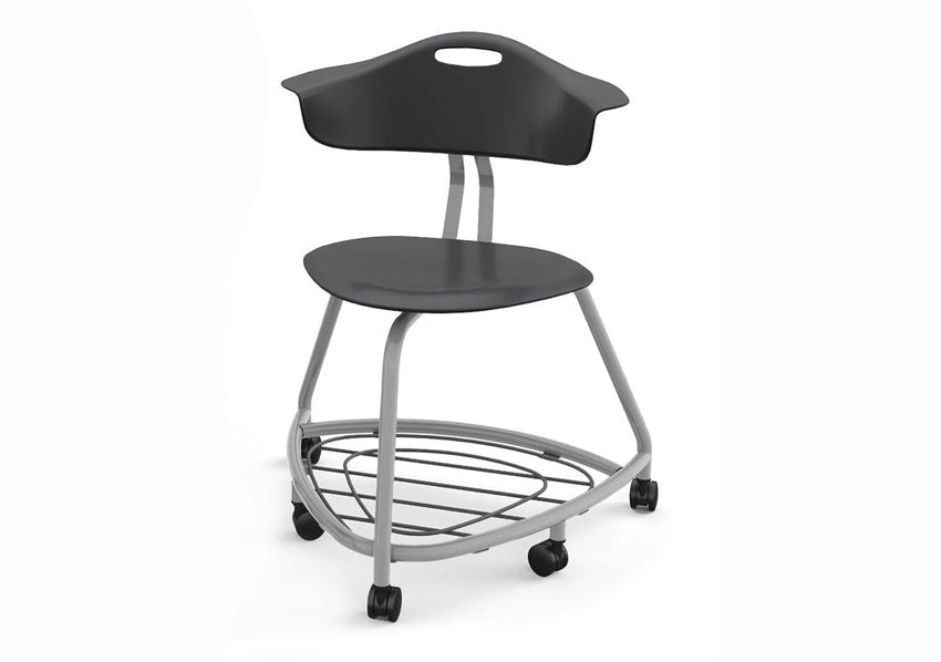 Haskell Education 360 Series Platinum frame Chair with Back and Bookbag Rack 24"H (TS4X1.24PL) - SchoolOutlet