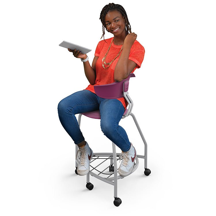 Haskell Education 360 Series Platinum frame Chair with Back and Bookbag Rack 24"H (TS4G1.24PL) - SchoolOutlet