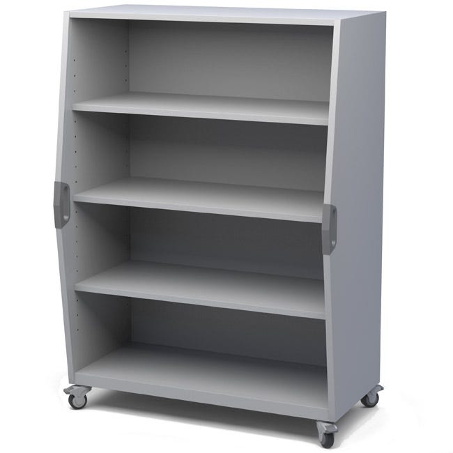 Haskell Education Explorer Tall Storage Cart with 1 Fixed, 2 Adjustable Shelves, Magnetic Whiteboard Backing - 66"H x 47"W x 26.5"D (TSTOR01) - SchoolOutlet