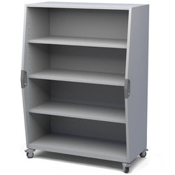 Haskell Education Explorer Tall Storage Cart with 1 Fixed, 2 Adjustable Shelves, Magnetic Whiteboard Backing- 66"H x 47"W x 26.5"D (TSTOR01)