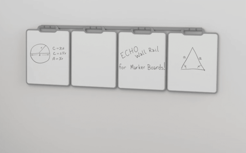Haskell Education Echo Wall Mounted Storage Rail for Personal Marker Boards (HAS - WALLMB - 72) - SchoolOutlet