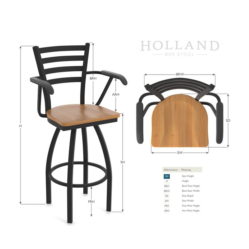 Holland Bar Stool 3030 25" Stationary Counter Stool with Black Wrinkle Finish (HBS - 3030 - Upholstery) - SchoolOutlet