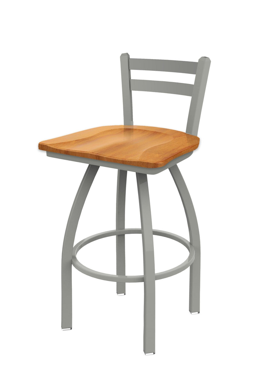 Holland Bar Stool 411 Jackie Low Back Swivel Bar Stool Wooden Seat 30"H (HBS - 411 - BS - WD - 30H) - SchoolOutlet