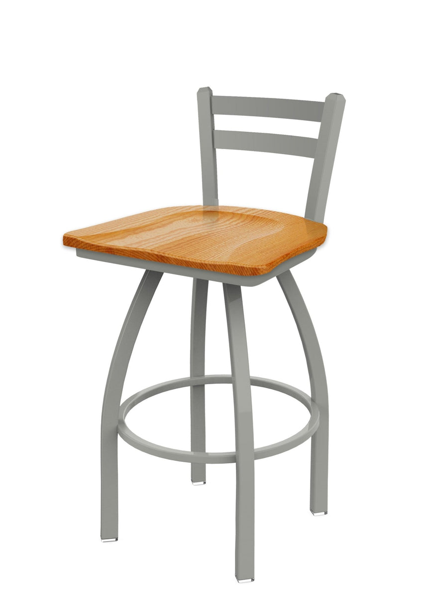 Holland Bar Stool 411 Jackie Low Back Swivel Bar Stool Wooden Seat 30"H (HBS - 411 - BS - WD - 30H) - SchoolOutlet