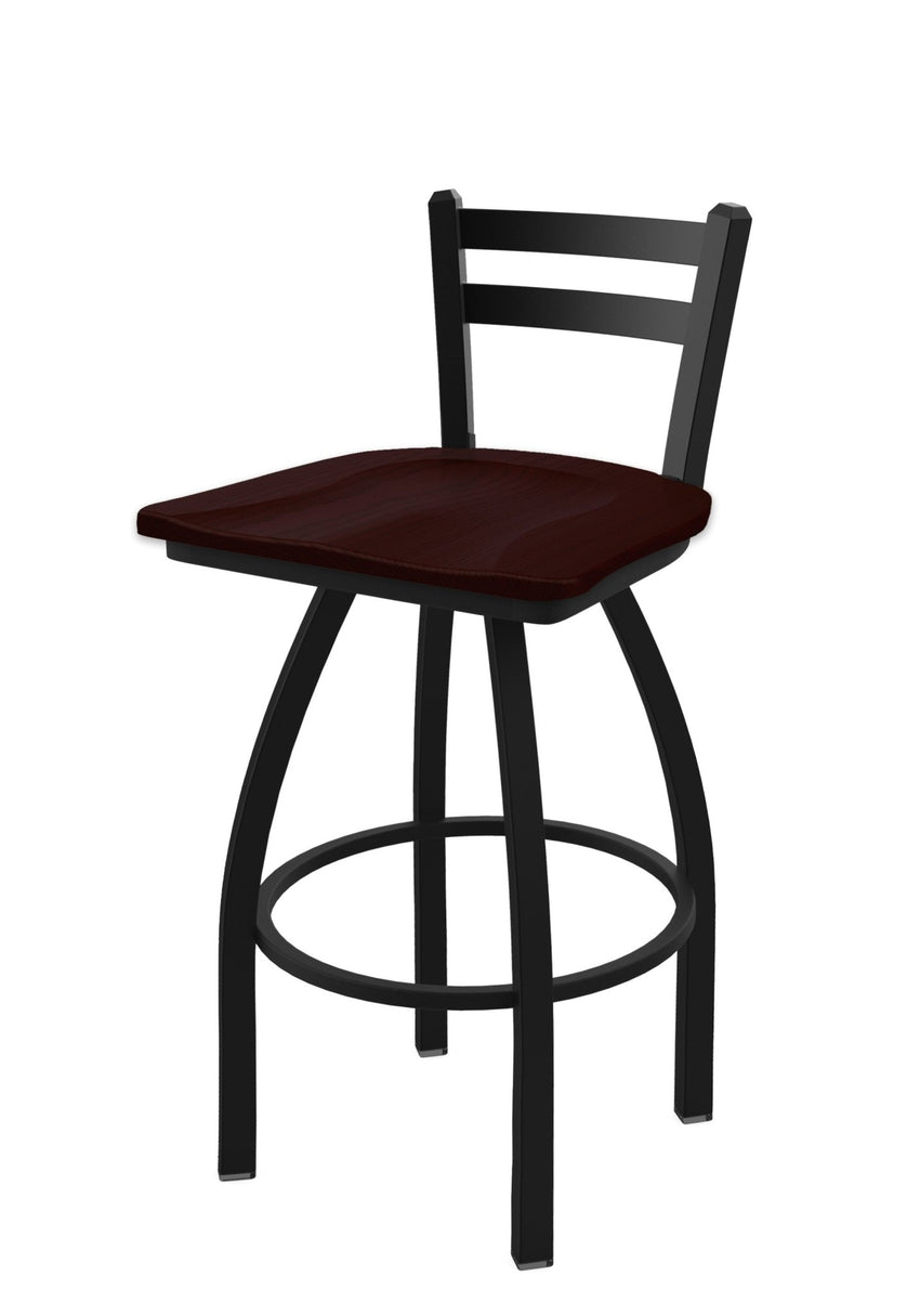 Holland Bar Stool 411 Jackie Low Back Swivel Bar Stool Wooden Seat 30"H (HBS - 411 - BS - WD - 30H) - SchoolOutlet