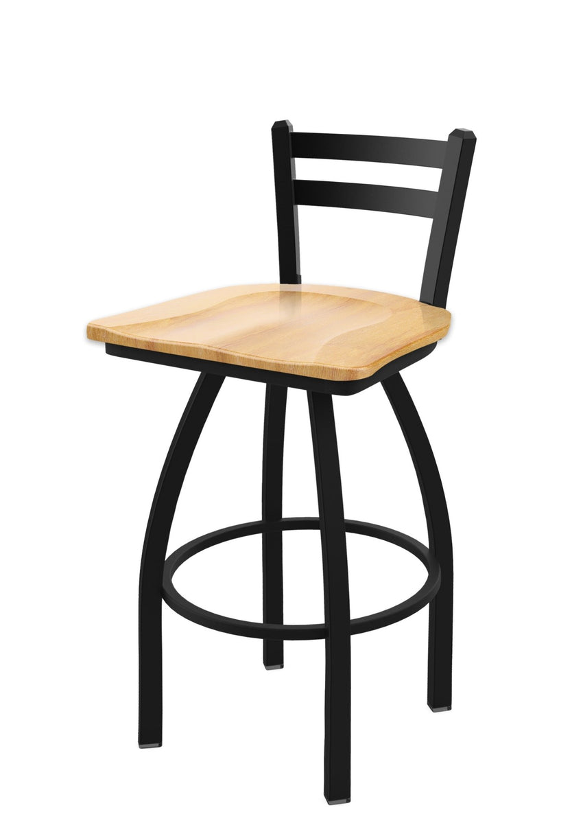 Holland Bar Stool 411 Jackie Low Back Swivel Bar Stool Wooden Seat 30"H (HBS - 411 - BS - WD - 30H) - SchoolOutlet