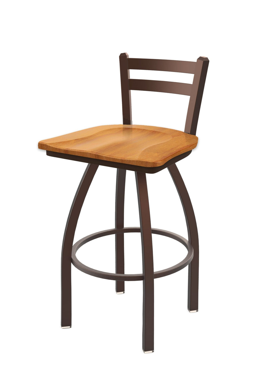 Holland Bar Stool 411 Jackie Low Back Swivel Bar Stool Wooden Seat 30"H (HBS - 411 - BS - WD - 30H) - SchoolOutlet