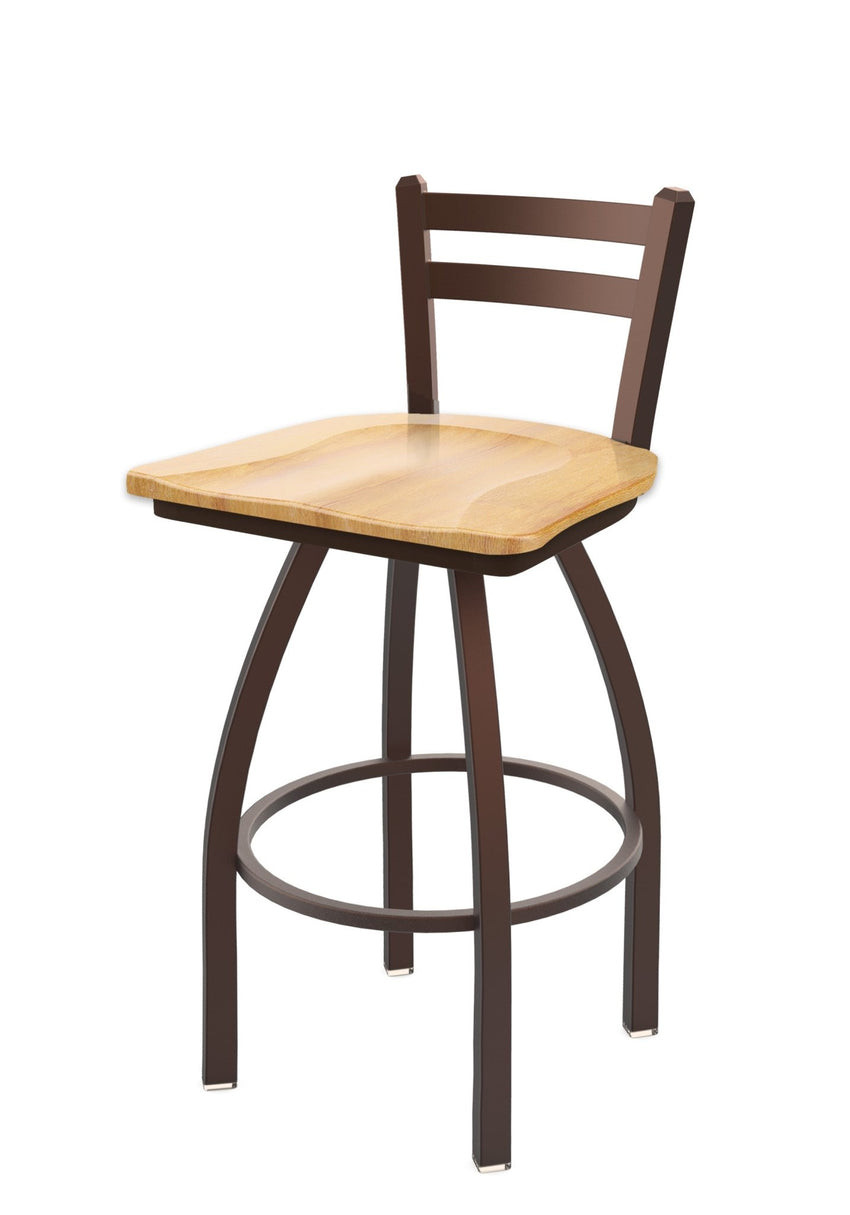 Holland Bar Stool 411 Jackie Low Back Swivel Bar Stool Wooden Seat 30"H (HBS - 411 - BS - WD - 30H) - SchoolOutlet
