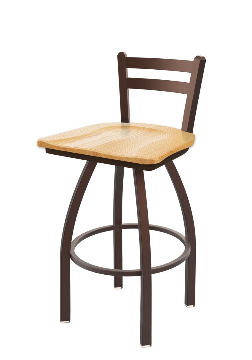 Holland Bar Stool 411 Jackie Low Back Swivel Bar Stool Wooden Seat 30"H (HBS - 411 - BS - WD - 30H) - SchoolOutlet