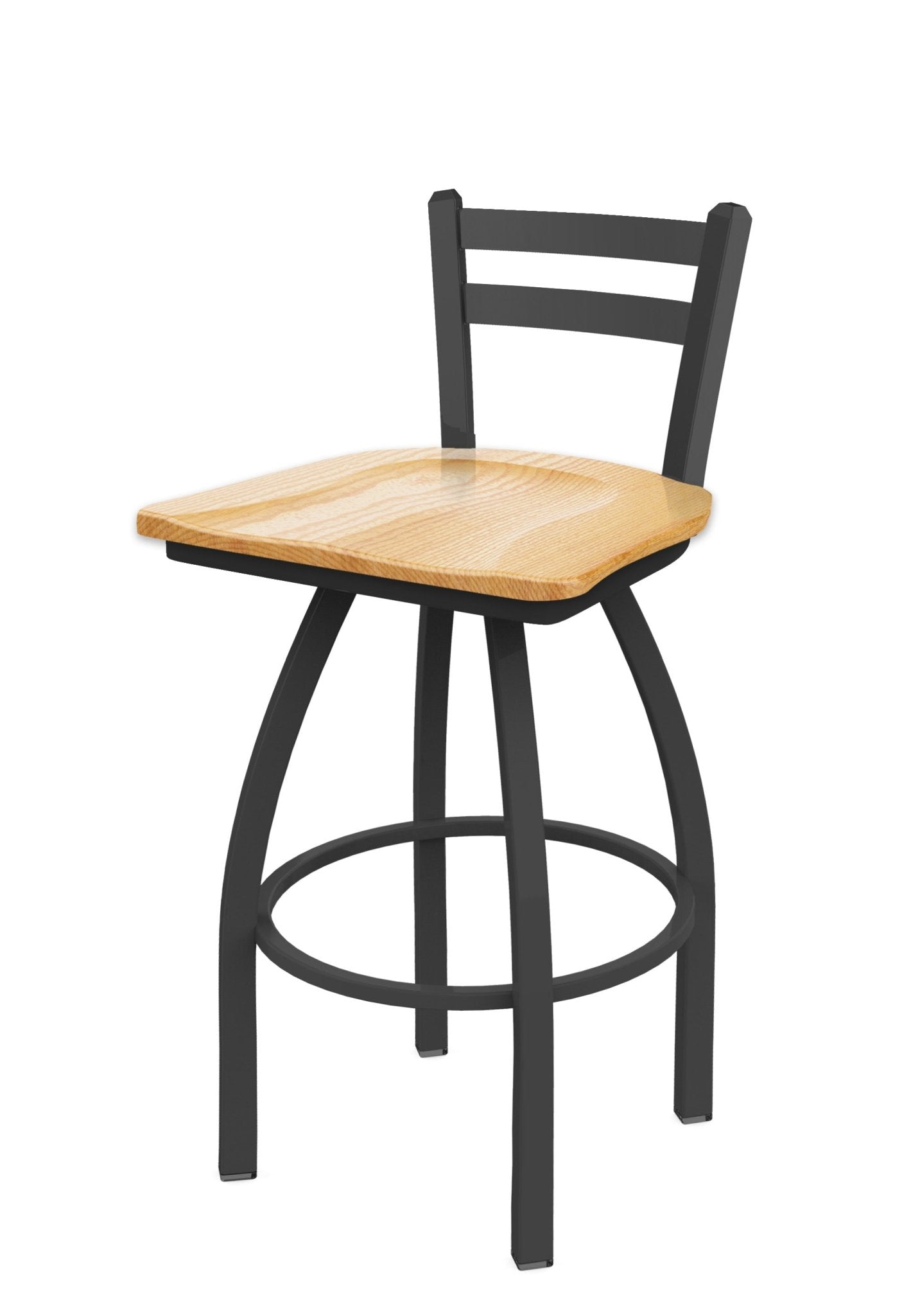 Holland Bar Stool 411 Jackie Low Back Swivel Bar Stool Wooden Seat 30"H (HBS - 411 - BS - WD - 30H) - SchoolOutlet
