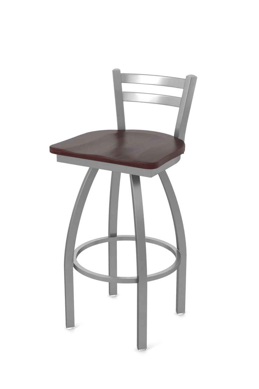 Holland Bar Stool 411 Jackie Low Back Swivel Bar Stool Wooden Seat 30"H (HBS - 411 - BS - WD - 30H) - SchoolOutlet