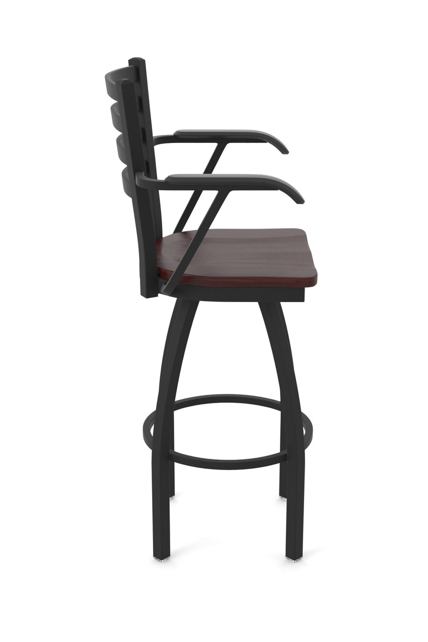 Holland Bar Stool 415 Jackie with Arms Swivel Counter Stool Wooden Seat 25"H (HBS - 415 - CS - WD - 25H) - SchoolOutlet