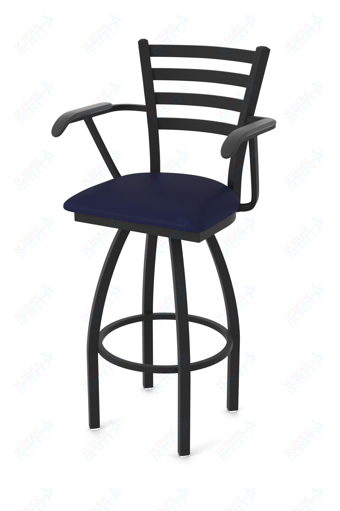Holland Bar Stool 415 Jackie with Arms Swivel Bar Stool Upholstered Seat 30"H (HBS - 415 - BS - UP - 30H) - SchoolOutlet