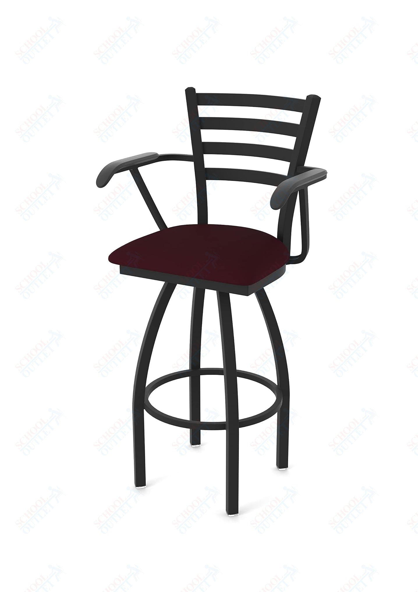 Holland Bar Stool 415 Jackie with Arms Swivel Bar Stool Upholstered Seat 30"H (HBS - 415 - BS - UP - 30H) - SchoolOutlet