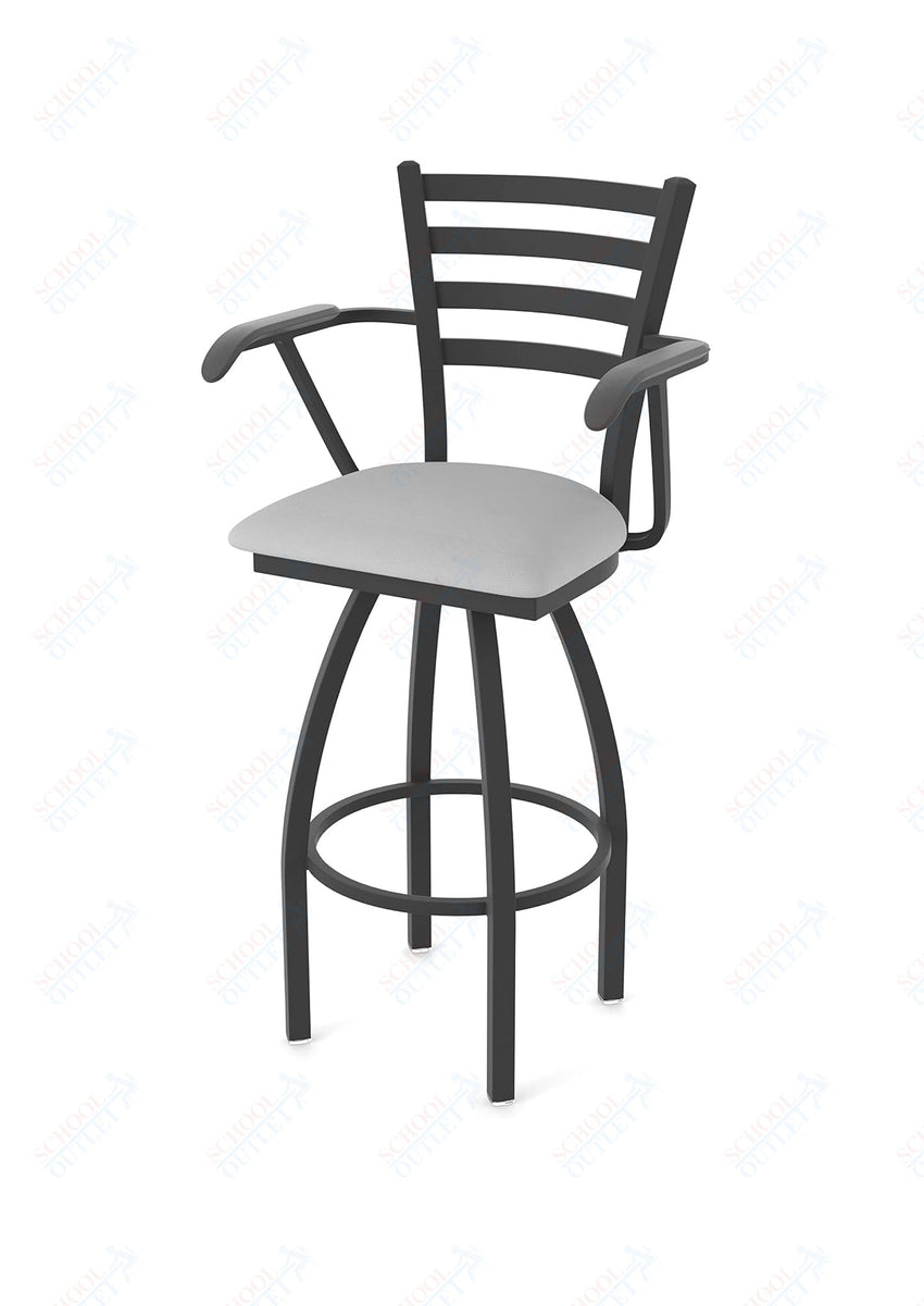 Holland Bar Stool 415 Jackie with Arms Swivel Bar Stool Upholstered Seat 30"H (HBS - 415 - BS - UP - 30H) - SchoolOutlet