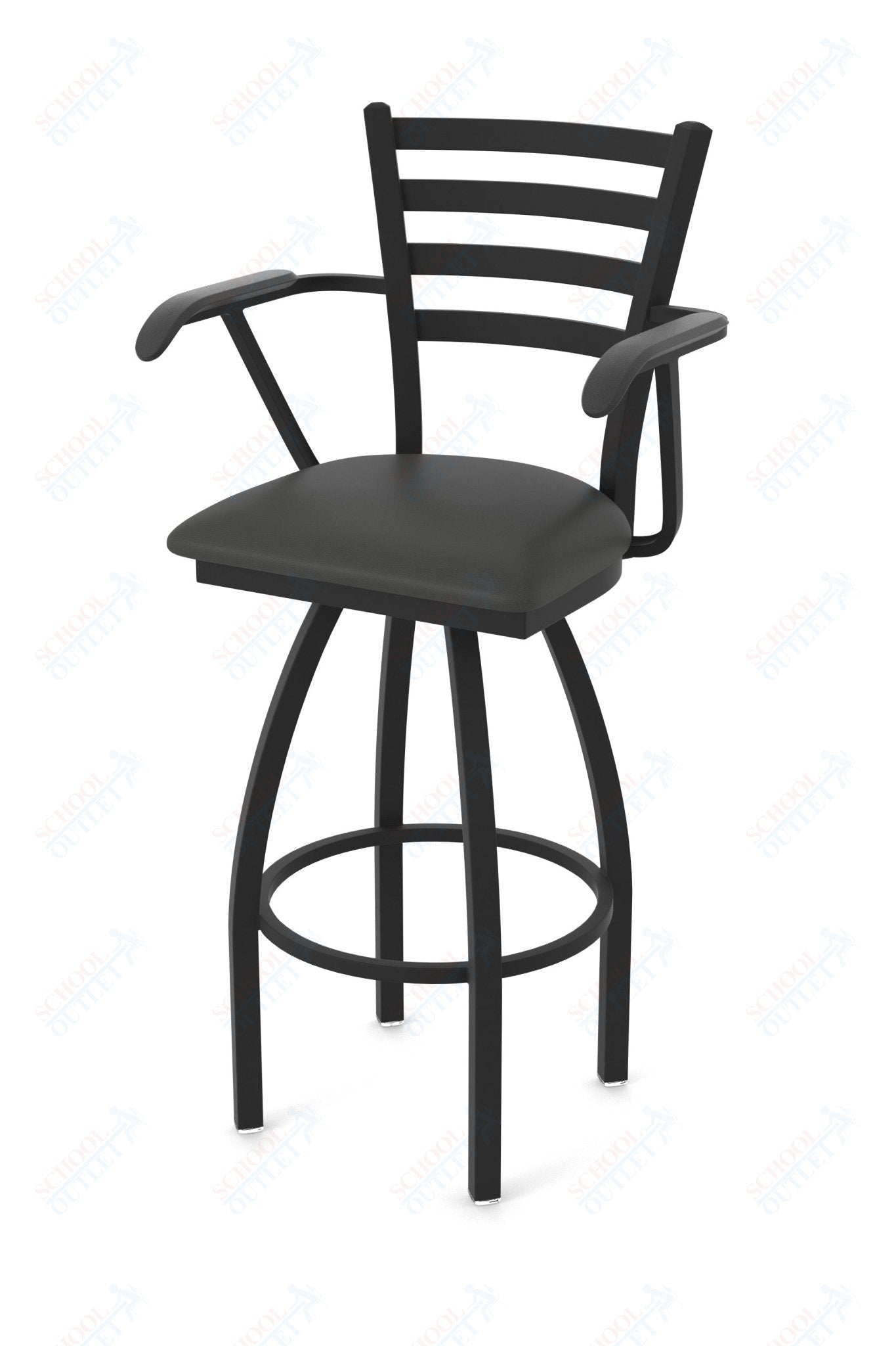 Holland Bar Stool 415 Jackie with Arms Swivel Bar Stool Upholstered Seat 30"H (HBS - 415 - BS - UP - 30H) - SchoolOutlet
