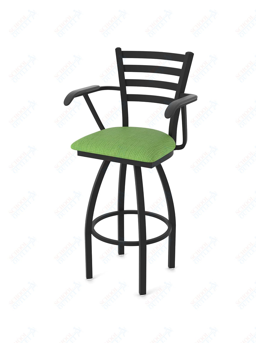 Holland Bar Stool 415 Jackie with Arms Swivel Bar Stool Upholstered Seat 30"H (HBS - 415 - BS - UP - 30H) - SchoolOutlet