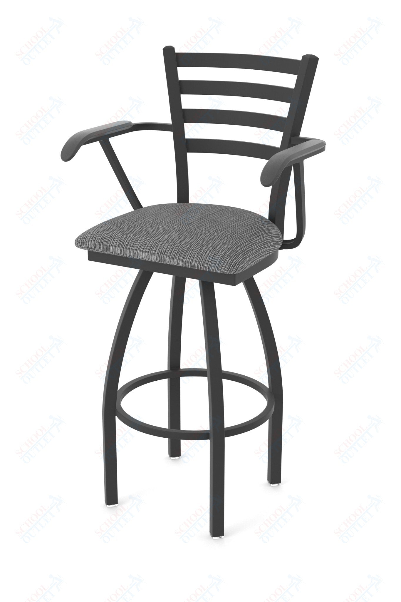 Holland Bar Stool 415 Jackie with Arms Swivel Bar Stool Upholstered Seat 30"H (HBS - 415 - BS - UP - 30H) - SchoolOutlet
