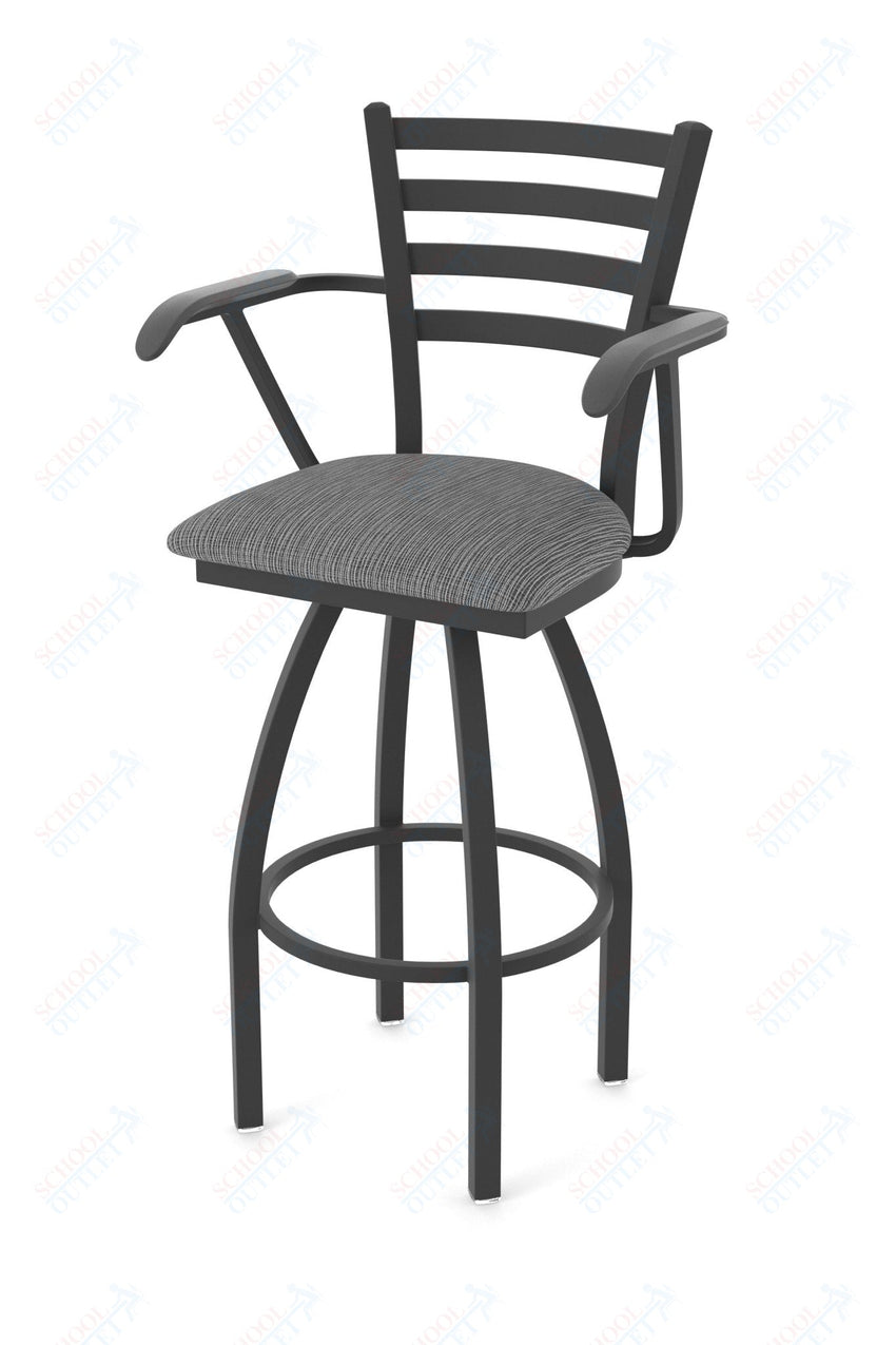 Holland Bar Stool 415 Jackie with Arms Swivel Bar Stool Upholstered Seat 30"H (HBS - 415 - BS - UP - 30H) - SchoolOutlet
