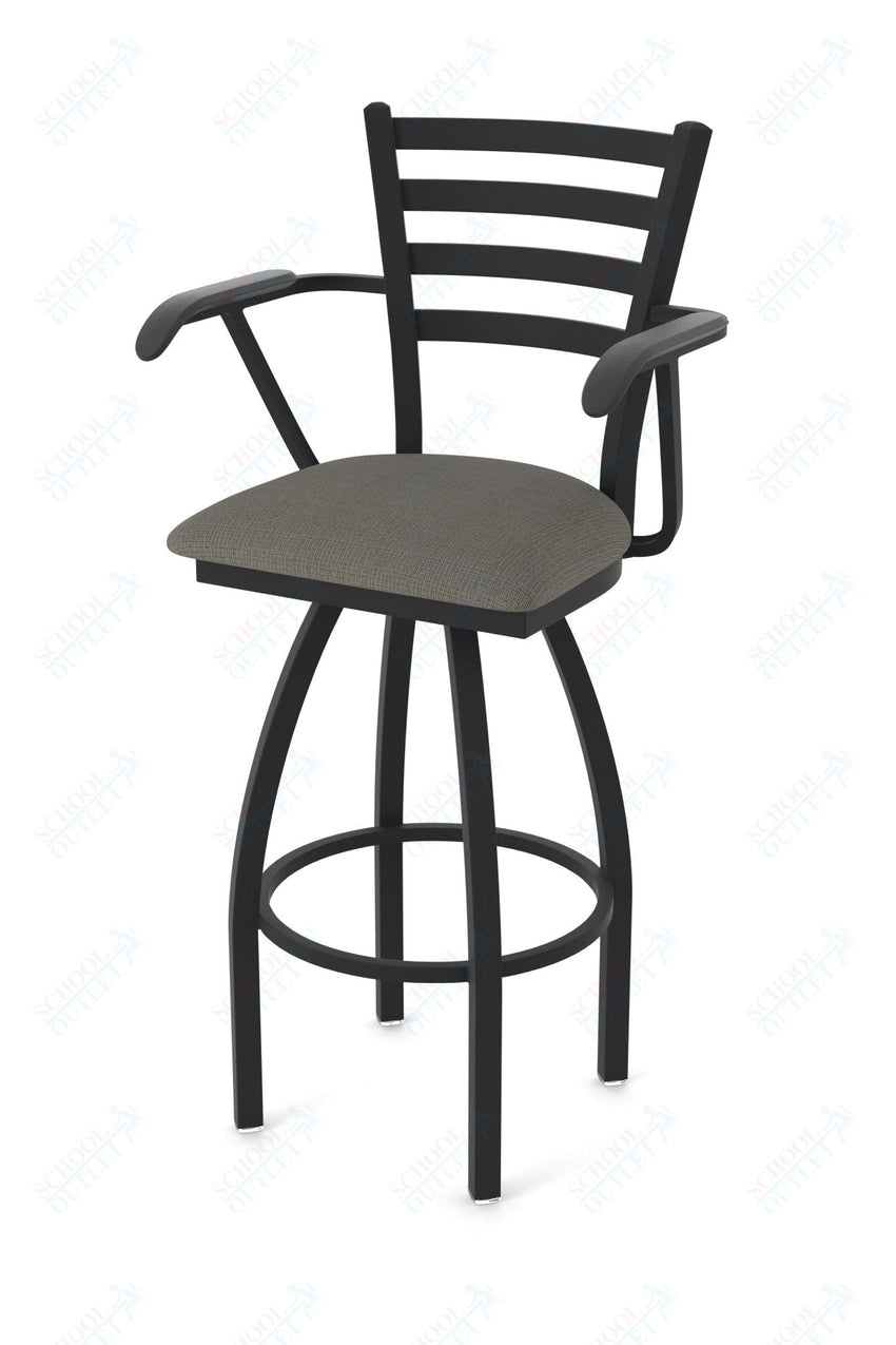 Holland Bar Stool 415 Jackie with Arms Swivel Bar Stool Upholstered Seat 30"H (HBS - 415 - BS - UP - 30H) - SchoolOutlet