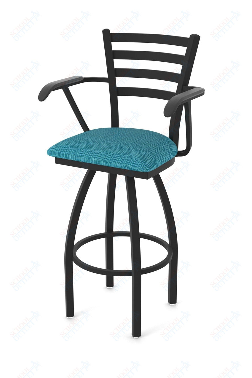 Holland Bar Stool 415 Jackie with Arms Swivel Bar Stool Upholstered Seat 30"H (HBS - 415 - BS - UP - 30H) - SchoolOutlet