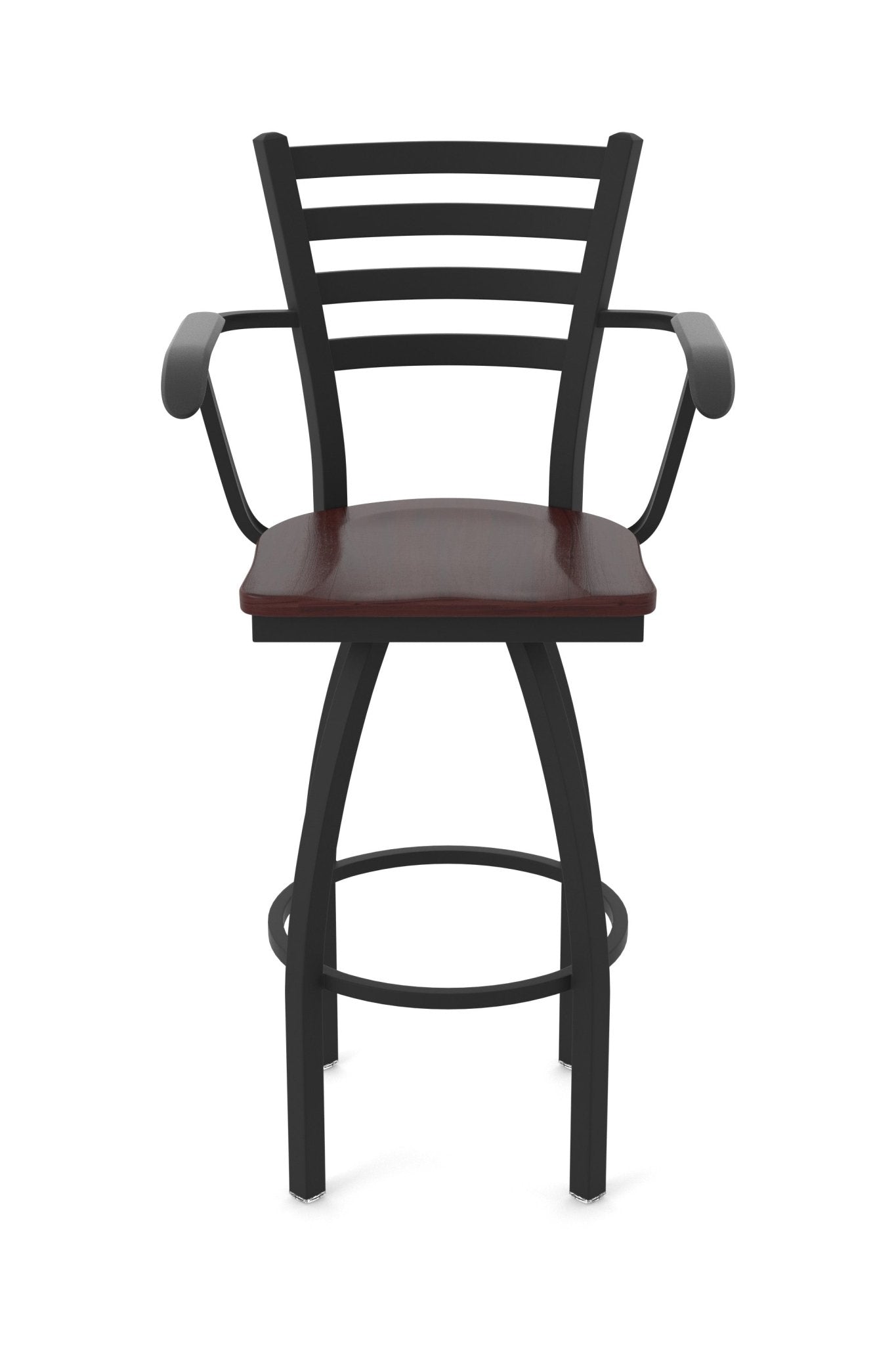 Holland Bar Stool 415 Jackie with Arms Swivel Bar Stool Wooden Seat 30"H (HBS - 415 - BS - WD - 30H) - SchoolOutlet