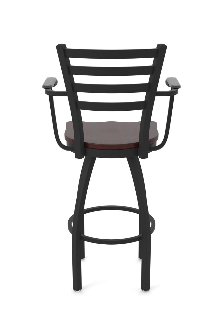Holland Bar Stool 415 Jackie with Arms Swivel Bar Stool Wooden Seat 30"H (HBS - 415 - BS - WD - 30H) - SchoolOutlet