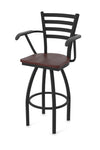 Holland Bar Stool 415 Jackie with Arms Swivel Bar Stool Wooden Seat 30