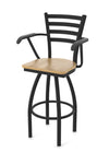Holland Bar Stool 415 Jackie with Arms Swivel Bar Stool Wooden Seat 30
