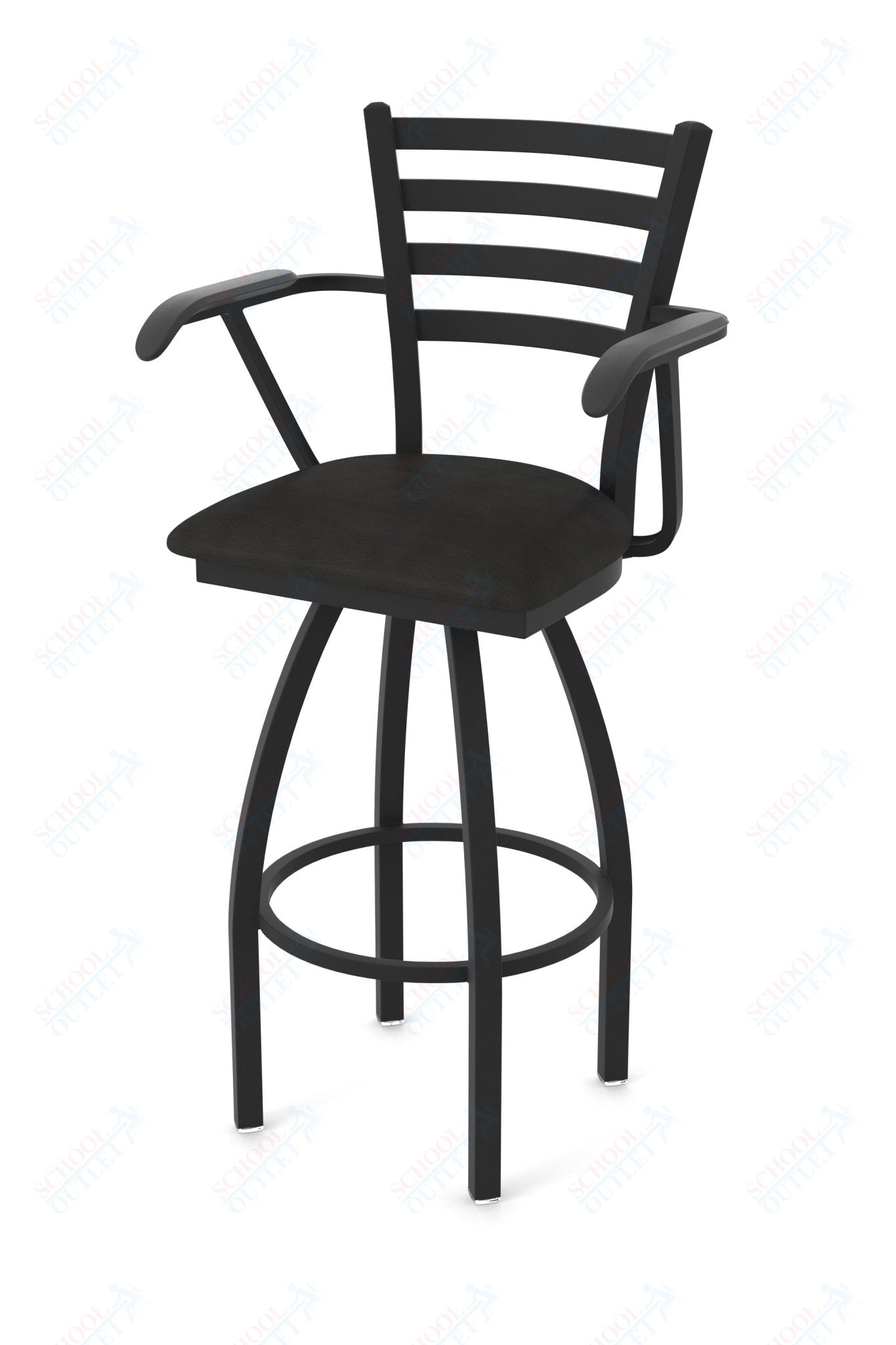 Holland Bar Stool 415 Jackie with Arms Swivel Bar Stool Upholstered Seat 36"H (HBS - 415 - BS - UP - 36H) - SchoolOutlet