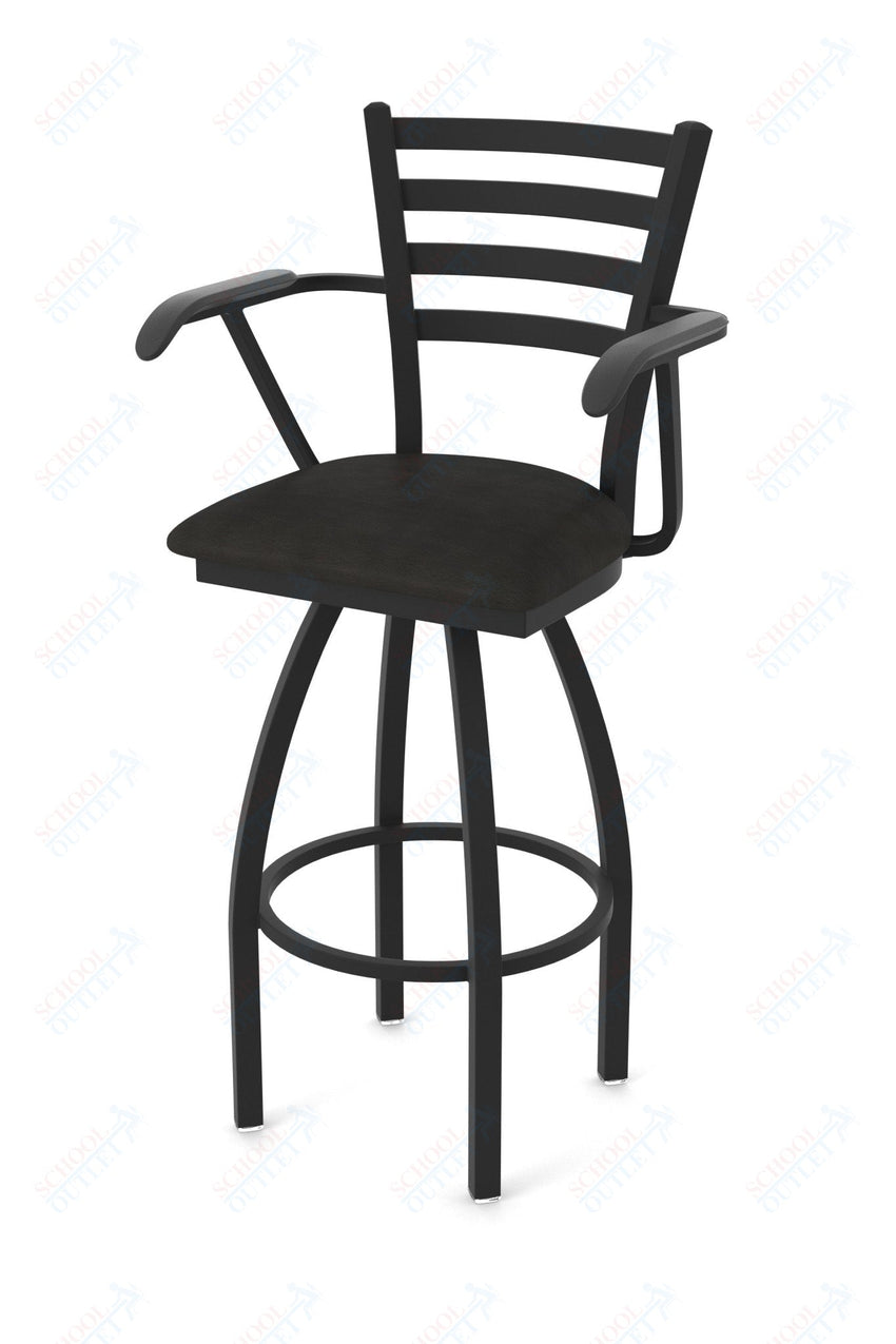 Holland Bar Stool 415 Jackie with Arms Swivel Bar Stool Upholstered Seat 36"H (HBS - 415 - BS - UP - 36H) - SchoolOutlet
