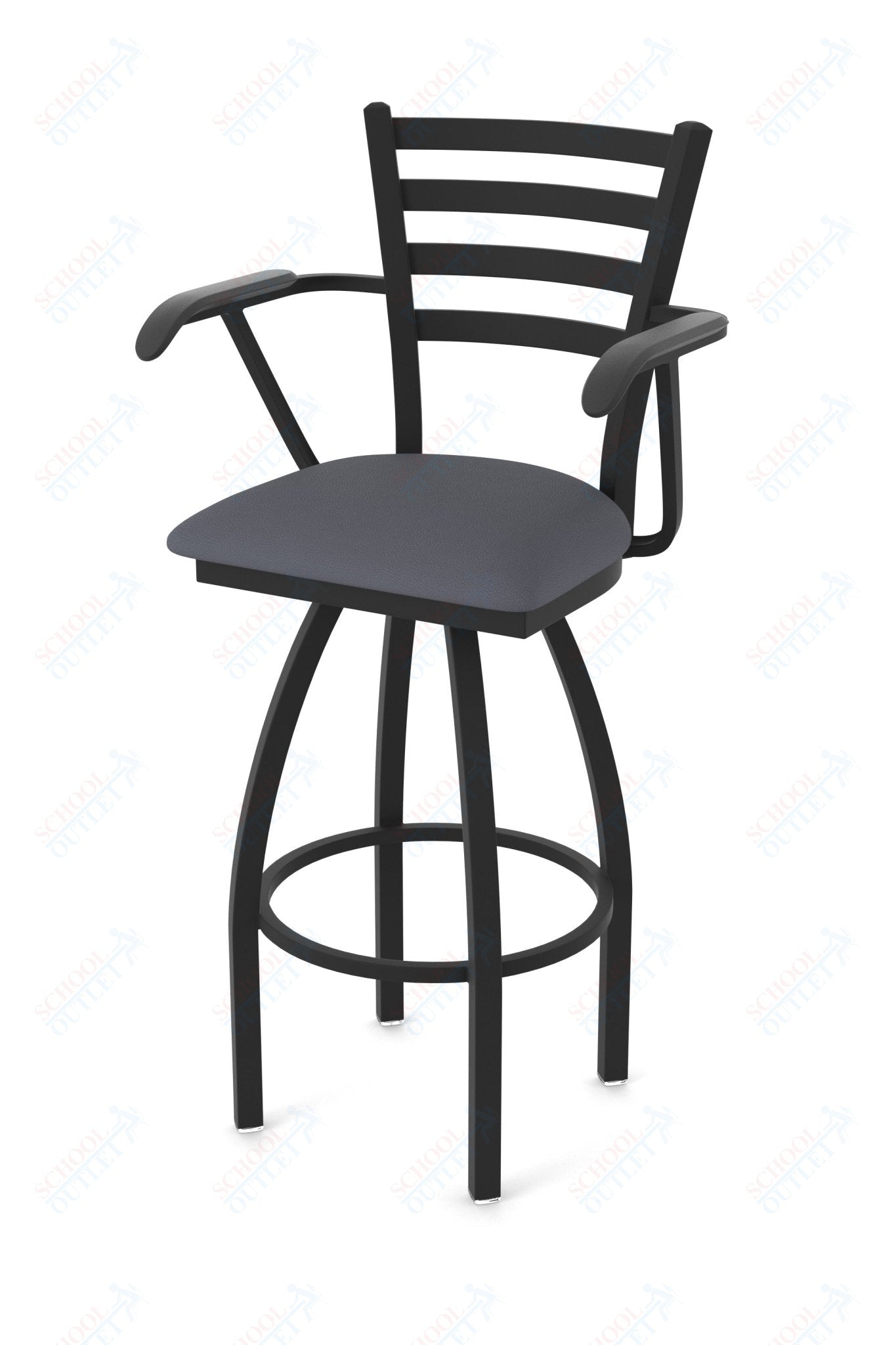 Holland Bar Stool 415 Jackie with Arms Swivel Bar Stool Upholstered Seat 36"H (HBS - 415 - BS - UP - 36H) - SchoolOutlet